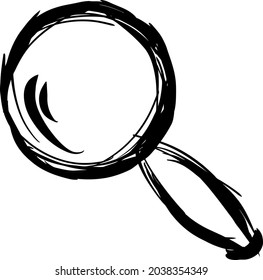 Loupe pencil drawing. Magnifying glass, search, searching symbol, hand drawn.
