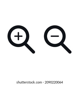 Loupe with plus and minus simple line vector icon.