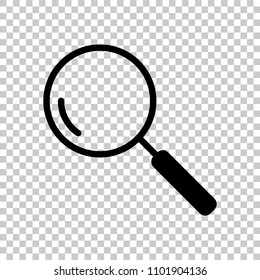 Loupe, search or magnifying. Linear icon, thin outline. On transparent background.