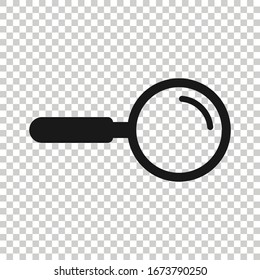 Loupe sign icon in flat style. Magnifier vector illustration on white isolated background. Search business concept.