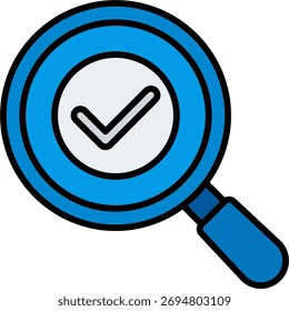 Diseño de Vector de lupa en estilo moderno, inspección de calidad y concepto de comprobación detallada, ilustración de lupa. Icono de línea llena