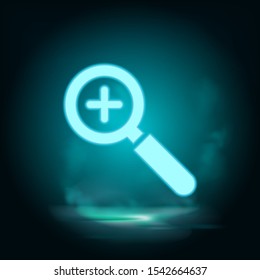 Loupe, zoom in neon icon - Vector. Blue neon illustration. Loupe, zoom in neon icon - Vector. Infographic concept vector illustration