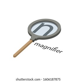 Loupe.Magnifying lens.3d vector illustration and isometric view.