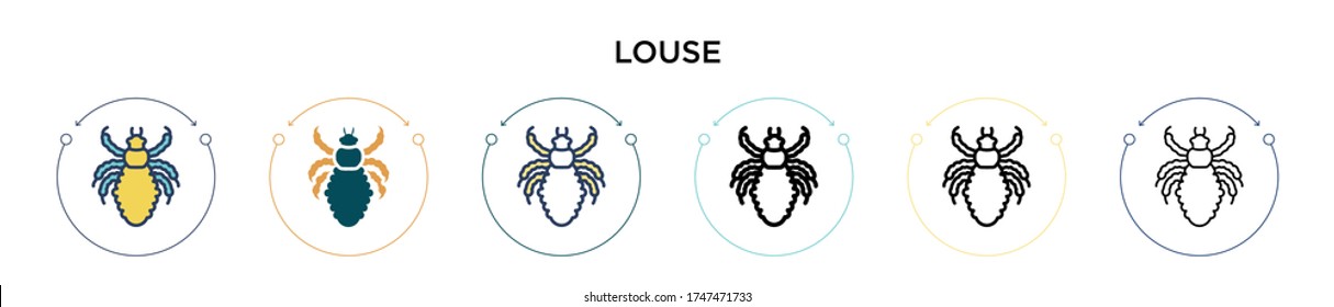 Louse icon in filled, thin line, outline and stroke style. Vector illustration of two colored and black louse vector icons designs can be used for mobile, ui, web