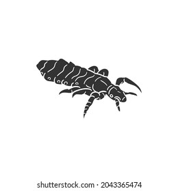 Louse Insect Icon Silhouette Illustration. Animal Bug Vector Graphic Pictogram Symbol Clip Art. Doodle Sketch Black Sign.