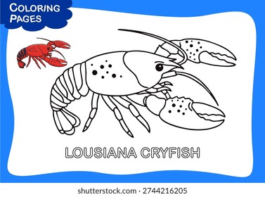 Lousiana Cryfish Like a Lobster Vector Design Illustration For Coloring Book Of Kids
