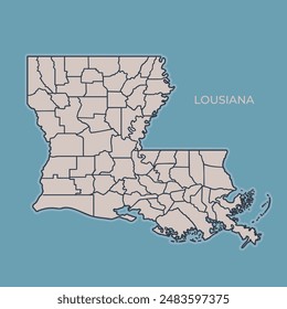 Lousiana map with muted color. Lousiana map with border outline. Lousiana map vector design