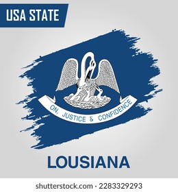 Lousiana State Region of United States of America Grunge Vector flag template 