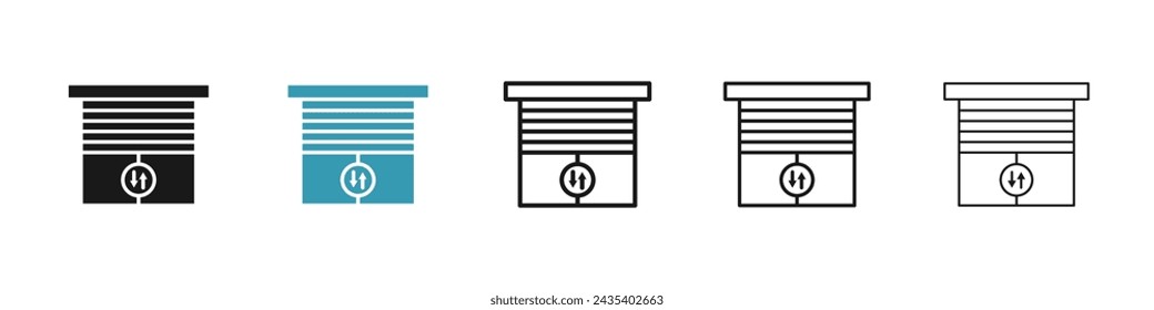 Conjunto de iconos vectoriales de persiana. Símbolo de pantalla de privacidad Símbolo de pantalla vectorial para diseño de interfaz de usuario.