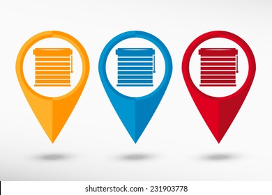 Louvers map pointer. Window blinds or jalousie symbol.