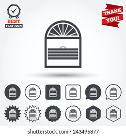 Louvers plisse sign icon. Window blinds or jalousie symbol. Circle, star, speech bubble and square buttons. Award medal with check mark. Thank you ribbon. Vector