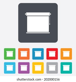 Louvers rolls sign icon. Window blinds or jalousie symbol. Rounded squares 11 buttons. Vector