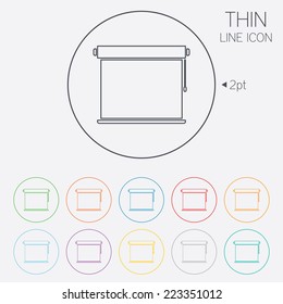 Louvers rolls sign icon. Window blinds or jalousie symbol. Thin line circle web icons with outline. Vector