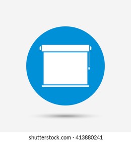 Louvers rolls sign icon. Window blinds or jalousie symbol. Blue circle button with icon. Vector