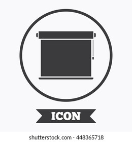 Louvers rolls sign icon. Window blinds or jalousie symbol. Graphic design element. Flat symbol in circle button. Vector