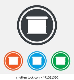 Louvers rolls sign icon. Window blinds or jalousie symbol. Graphic design web element. Flat louvers rolls symbol on the round button. Vector