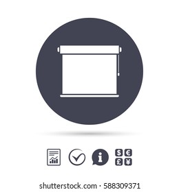 Louvers rolls sign icon. Window blinds or jalousie symbol. Report document, information and check tick icons. Currency exchange. Vector