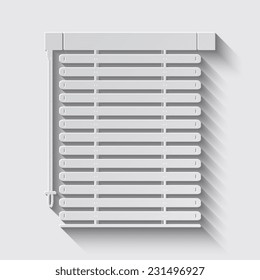 Louvers sign icon. Window blinds or jalousie symbol  with shadow on a grey background