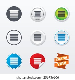 Louvers sign icon. Window blinds or jalousie symbol. Circle concept buttons. Metal edging. Star and label sticker. Vector