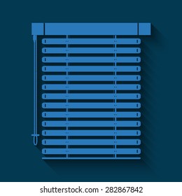 Louvers sign icon. Window blinds or jalousie symbol  on a blue background