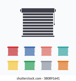 Louvers Sign Icon. Window Blinds Or Jalousie Symbol. Colored Flat Icons On White Background.