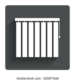 Louvers vertical sign icon. Window blinds or jalousie symbol. Gray flat square button with shadow. Modern UI website navigation. Vector