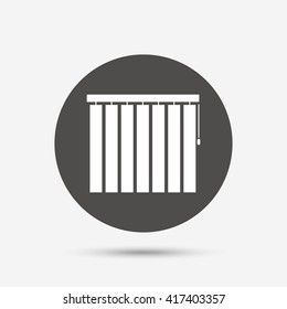 Louvers vertical sign icon. Window blinds or jalousie symbol. Gray circle button with icon. Vector