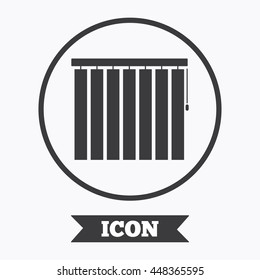 Louvers vertical sign icon. Window blinds or jalousie symbol. Graphic design element. Flat symbol in circle button. Vector