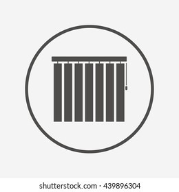Louvers vertical sign. Window blinds jalousie. Round button with flat louvers icon. Vector