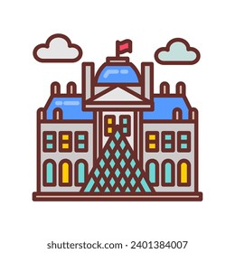 The Louvre icon in vector. Illustration