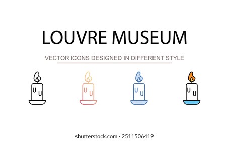 Design de ícone do Museu do Louvre com ilustração de estoque de fundo branco