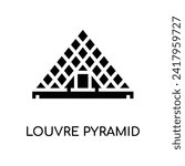 Louvre Pyramid Line Icon stock illustration.