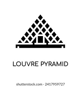 Louvre Pyramid Line Icon stock illustration.