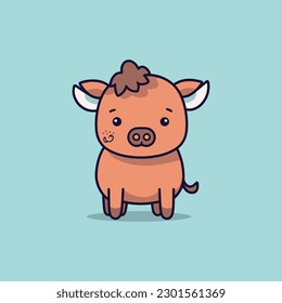 A lovable buffalo with big, innocent eyes and a cute expression