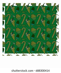 a lovable cheerful pattern with candies, ice-creams and cupcake