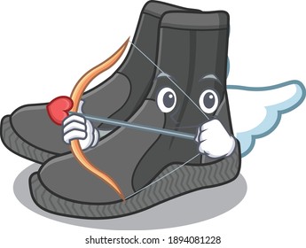 A lovable dive booties as a romantic cupid cartoon picture with arrow
