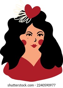 lovable girl for Valentine's Day stylized retro vintage style. vector illustration in doodle style