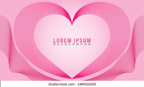 Lovable Heart Frame Concept, Abstract Wave Line Background Design Vector, Romantic Color, Beautiful Background Template