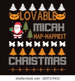 LOVABLE MICAH HAP - GLÜCKLICHSTE CHRISTMAS, T-SHIRT DE$SIGN VEKTORDATEI.