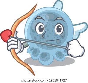 A lovable pasteurella as a romantic cupid cartoon picture with arrow. Vector illustration