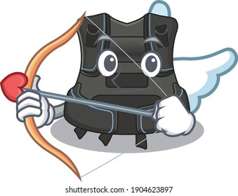A lovable scuba buoyancy compensator as a romantic cupid cartoon picture with arrow