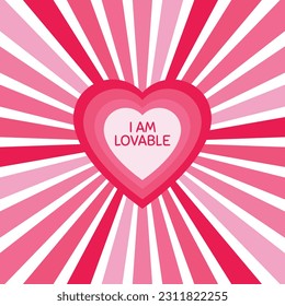 I am Lovable a Self love concept Vector Template. Positive self talk Post for social media and banner design.