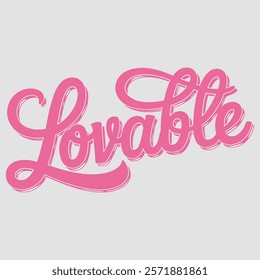 Lovable in typography text about valentine vector transparent background