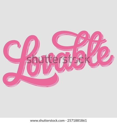 Lovable in typography text about valentine vector transparent background