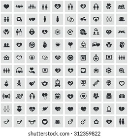 love 100 icons universal set for web and mobile
