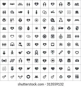 love 100 icons universal set for web and mobile 