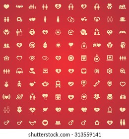 love 100 icons universal set for web and mobile 