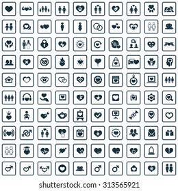 love 100 icons universal set for web and mobile 
