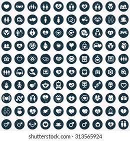 love 100 icons universal set for web and mobile 