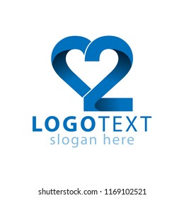 Love 2 number logo icon vector template